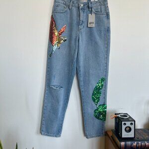 "Topshop Moto"Rio sequin - mom jeans / Size 26